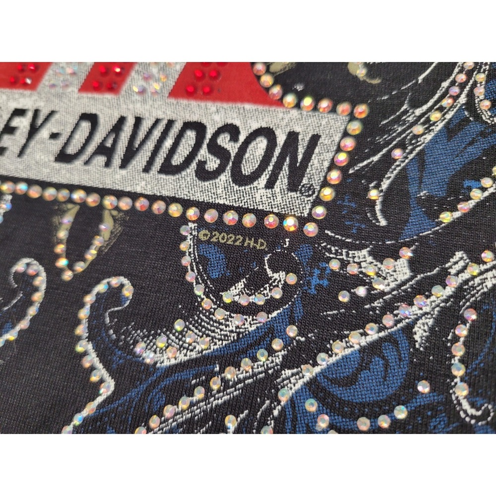 Harley Davidson Shirt Women Large Black Motorcycle Rider Biker Wings Chopper NWT - Picture 13 of 15